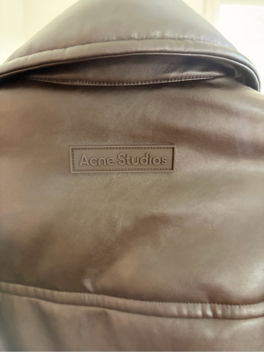 ACNE Studios Dark Brown Faux Leather Bomber Jacket - Picture 6 of 6